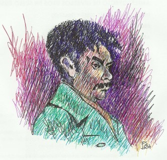 Retrato de Francisco Otín basado en el dibujo de Goya. (Interpretación de F. Suárez y J.R. Hernández)