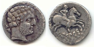 Denario de la ceca de leyenda SESARS. Col. Francis. Ex-Barril, Ex-Áureo.